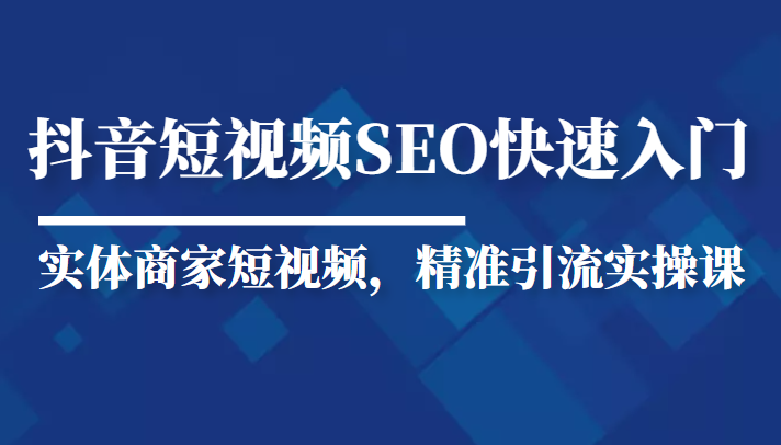 抖音短视频Seo搜索排名优化新手快速入门教程，实体商家短视频，精准引流实操课-时光论坛