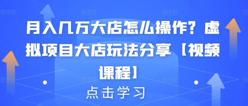 月入几万大店怎么操作？虚拟项目大店玩法分享【视频课程】-时光论坛