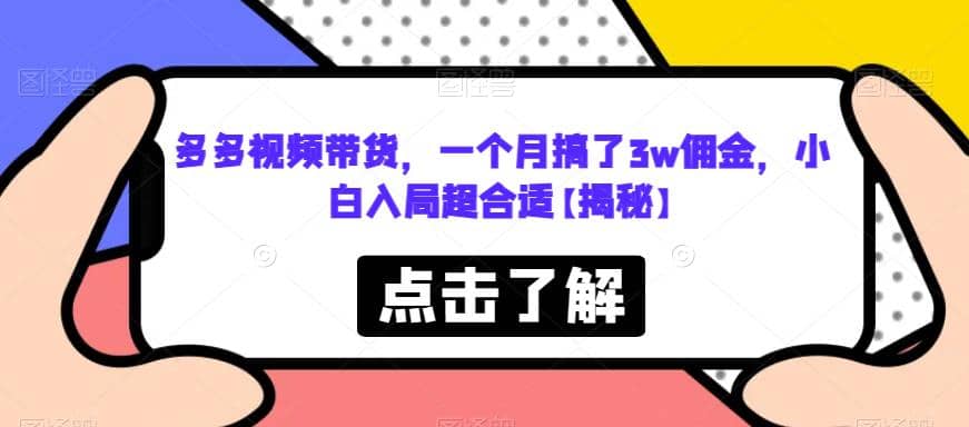 多多视频带货，一个月搞了3w佣金，小白入局超合适【揭秘】-时光论坛