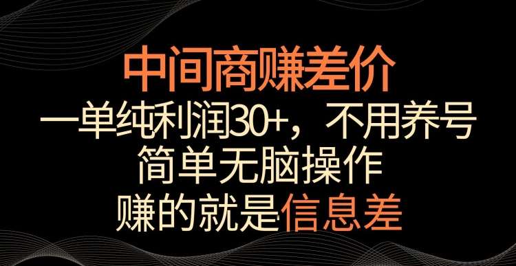 中间商赚差价，一单纯利润30+，简单无脑操作，赚的就是信息差，轻轻松松日入1000+【揭秘】-时光论坛