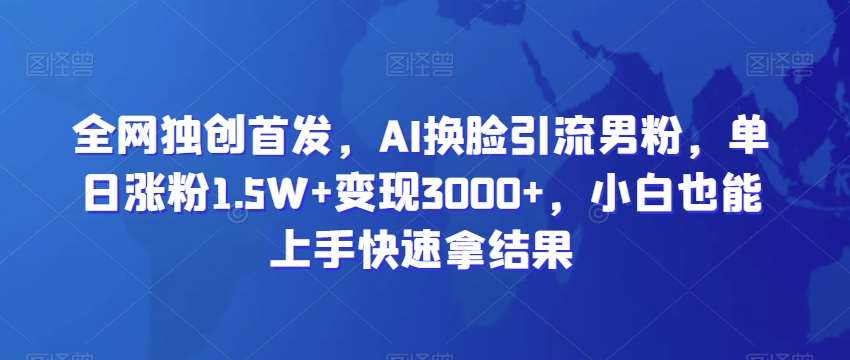 全网独创首发，AI换脸引流男粉，单日涨粉1.5W+变现3000+，小白也能上手快速拿结果【揭秘】-时光论坛