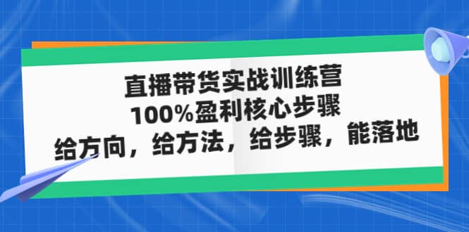 直播带货实战训练营：100%盈利核心步骤，给方向，给方法，给步骤，能落地-时光论坛