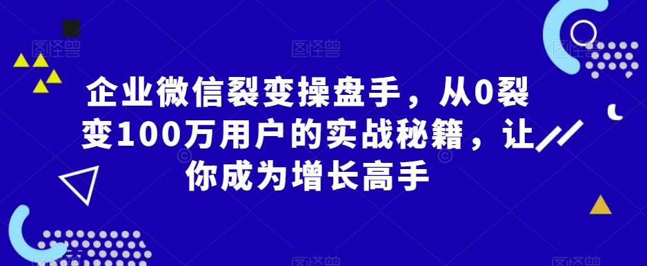 企业微信裂变操盘手，从0裂变100万用户的实战秘籍，让你成为增长高手-时光论坛