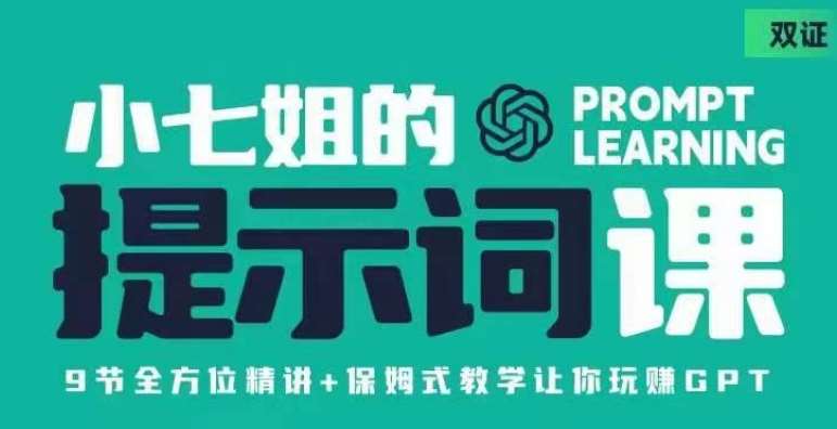 小七姐的提示词视频课（双证），9节全方位精讲+保姆式教学让你玩赚GPT-时光论坛