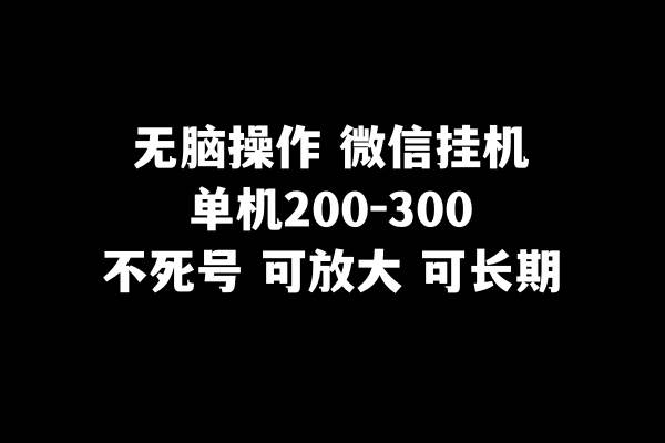 （8119期）无脑操作微信挂机单机200-300一天，不死号，可放大-时光论坛