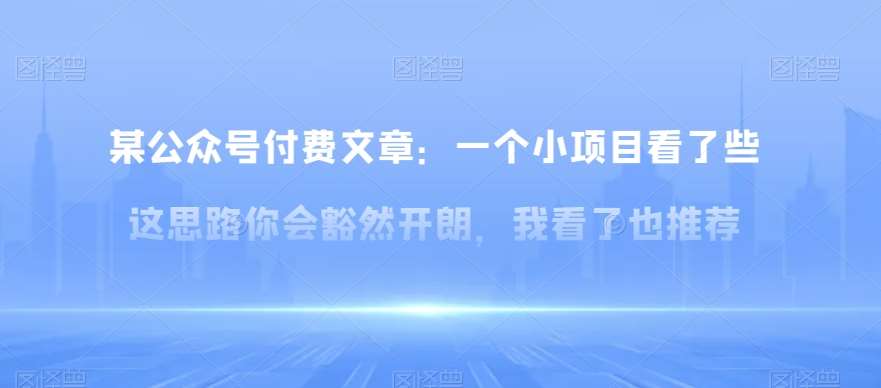 某公众号付费文章：一‮小个‬项目看了‮些这‬思‮你路‬会‮然豁‬开朗，我‮了看‬也推荐-时光论坛
