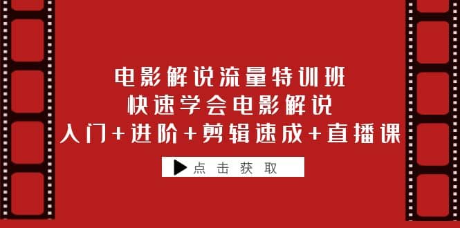 电影解说流量特训班：快速学会电影解说，入门+进阶+剪辑速成+直播课-时光论坛