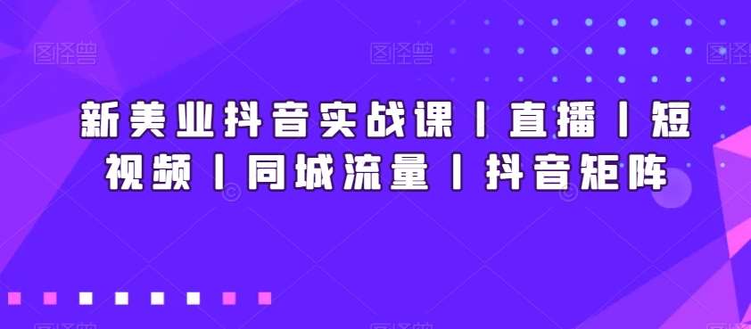 新美业抖音实战课丨直播丨短视频丨同城流量丨抖音矩阵-时光论坛