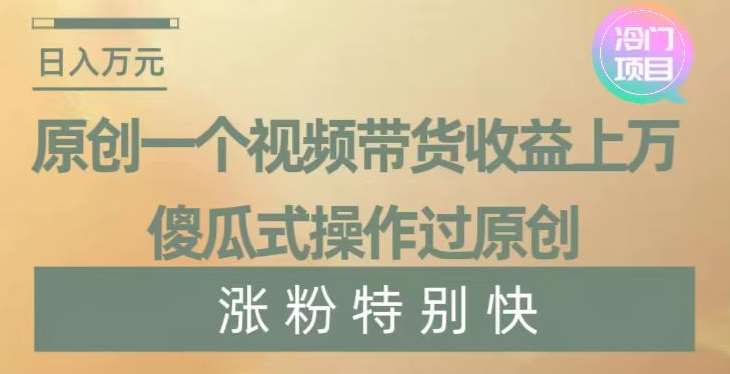 原创一个视频带货收益上万，傻瓜式操作过原创，几分钟做一个视频涨粉特别快【揭秘】-时光论坛