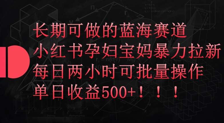 长期可做的蓝海赛道，小红书孕妇宝妈暴力拉新玩法，每日两小时可批量操作，单日收益500+【揭秘】-时光论坛