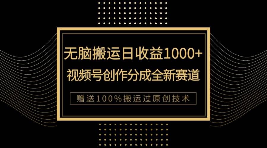 （7736期）单日收益1000+，新类目新赛道，视频号创作分成无脑搬运100%上热门-时光论坛