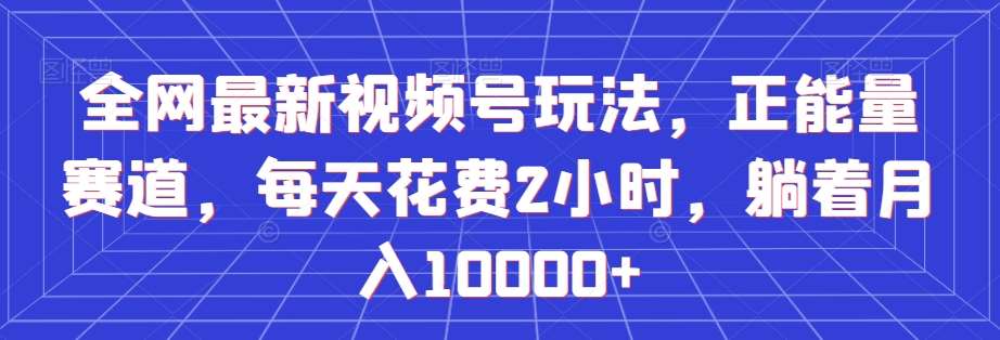 全网最新视频号玩法，正能量赛道，每天花费2小时，躺着月入10000+【揭秘】-时光论坛