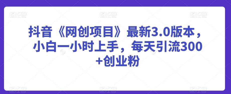 抖音《网创项目》最新3.0版本，小白一小时上手，每天引流300+创业粉【揭秘】-时光论坛