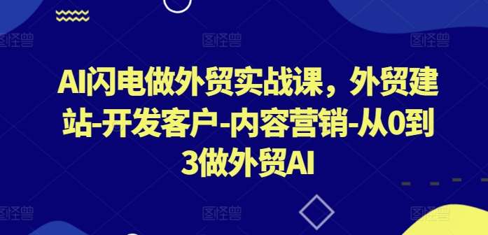 AI闪电做外贸实战课，​外贸建站-开发客户-内容营销-从0到3做外贸AI-时光论坛