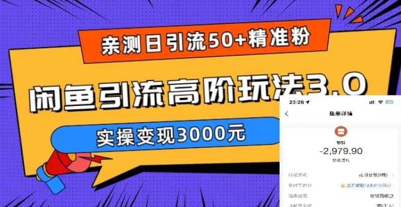 实测日引50+精准粉，闲鱼引流高阶玩法3.0，实操变现3000元-时光论坛