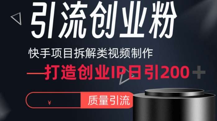 快手项目拆解类视频详细制作流程打造个人IP，单日引流200+高质量创业粉【揭秘】-时光论坛