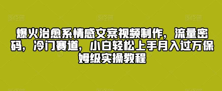 爆火治愈系情感文案视频制作，流量密码，冷门赛道，小白轻松上手月入过万保姆级实操教程【揭秘】-时光论坛
