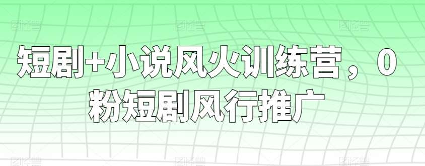 短剧+小说风火训练营，0粉短剧风行推广-时光论坛