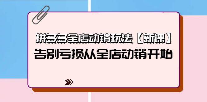 （9974期）拼多多全店动销玩法【新课】，告别亏损从全店动销开始（4节视频课）-时光论坛