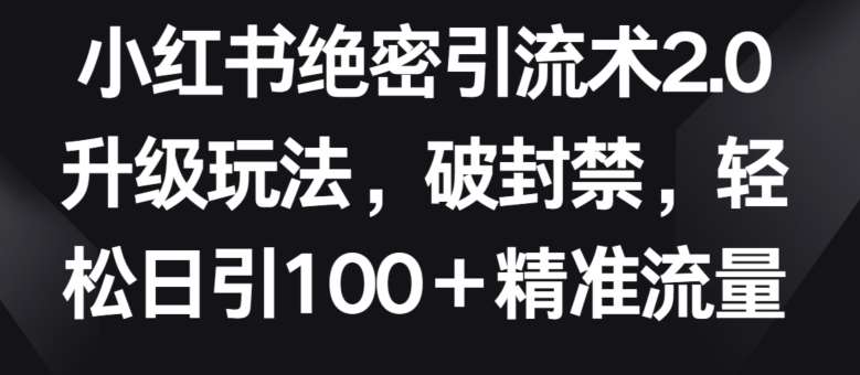 小红书绝密引流术2.0升级玩法，破封禁，轻松日引100+精准流量【揭秘】-时光论坛