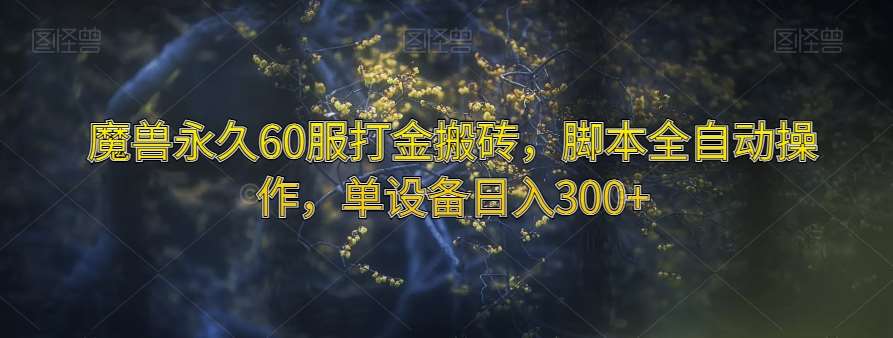 魔兽永久60服打金搬砖，脚本全自动操作，单设备日入300+【揭秘】-时光论坛