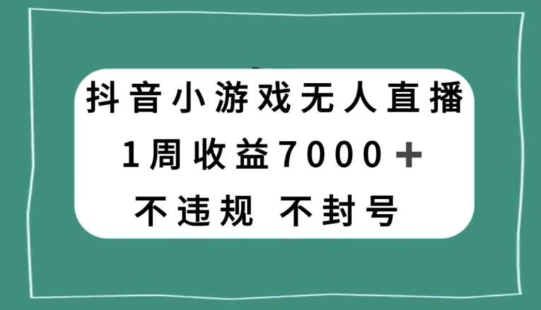 抖音小游戏无人直播，不违规不封号1周收益7000+，官方流量扶持【揭秘】-时光论坛