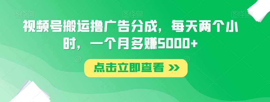 视频号搬运撸广告分成，每天两个小时，一个月多赚5000+-时光论坛