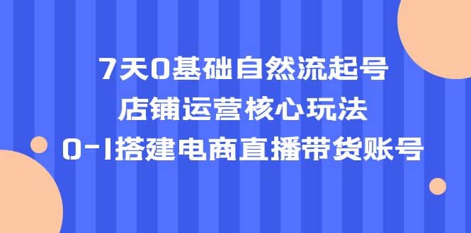 7天0基础自然流起号，店铺运营核心玩法，0-1搭建电商直播带货账号-时光论坛