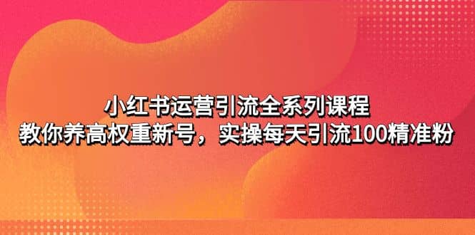 小红书运营引流全系列课程：教你养高权重新号-时光论坛