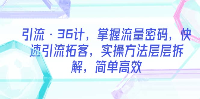 引流·36计，掌握流量密码，快速引流拓客，实操方法层层拆解，简单高效-时光论坛