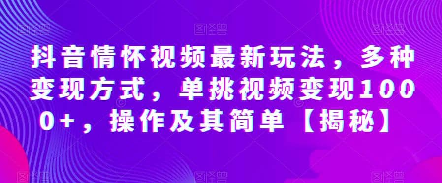 抖音情怀视频最新玩法，多种变现方式，单挑视频变现1000+，操作及其简单【揭秘】-时光论坛