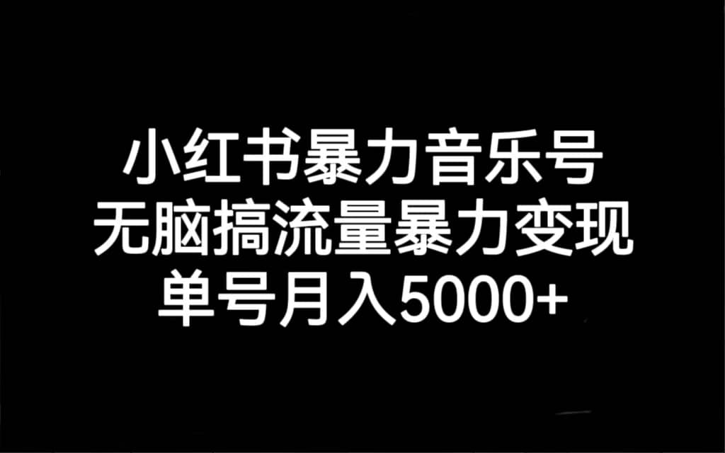 小红书暴力音乐号，无脑搞流量暴力变现，单号月入5000+-时光论坛