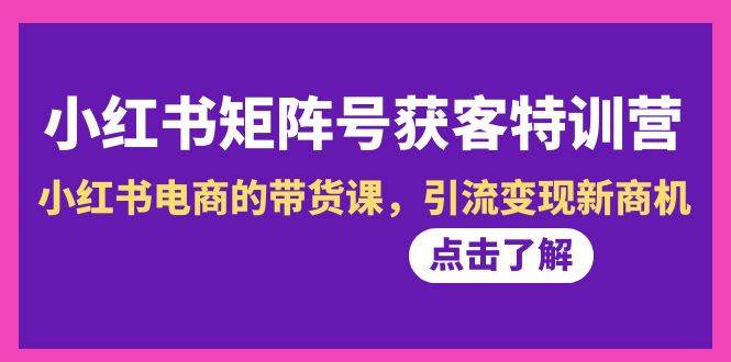 （8909期）小红书-矩阵号获客特训营-第10期，小红书电商的带货课，引流变现新商机-时光论坛
