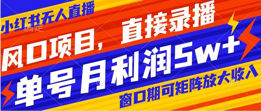 （8196期）风口项目，小红书无人直播带货，直接录播，可矩阵，月入5w+-时光论坛