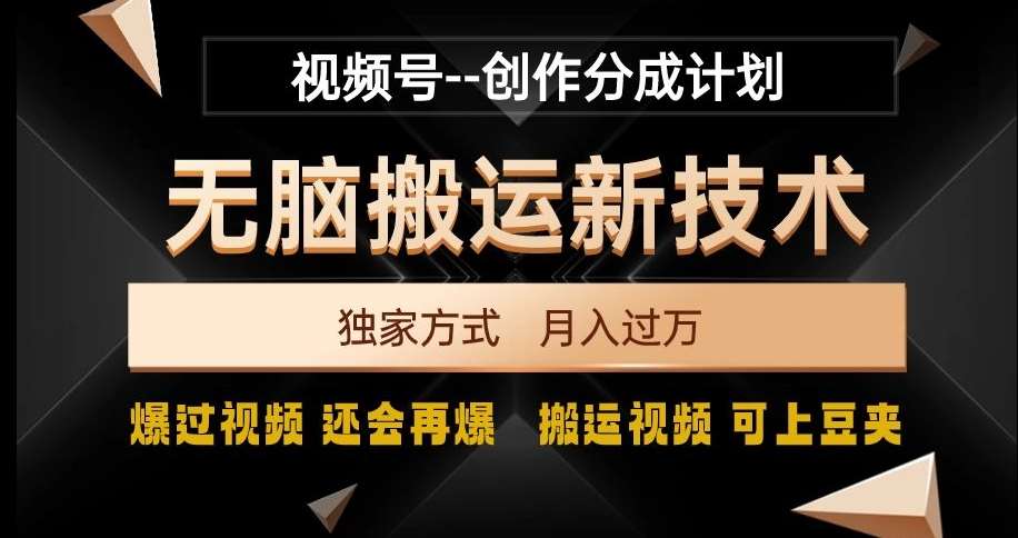 视频号无脑搬运新技术，破原创壕流量，独家方式，爆过视频，还会再爆【揭秘】-时光论坛