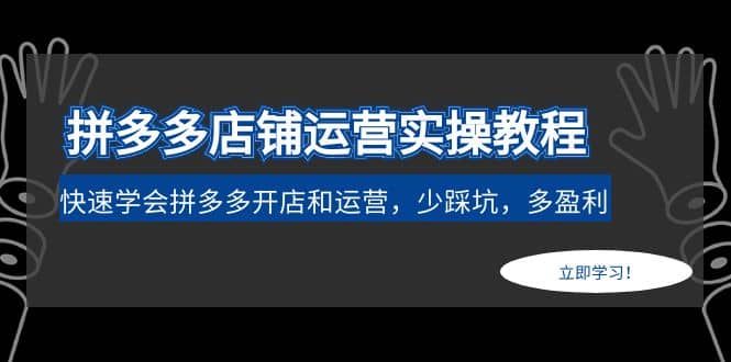 拼多多店铺运营实操教程：快速学会拼多多开店和运营，少踩坑，多盈利-时光论坛