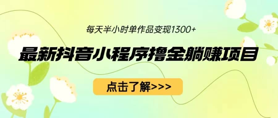 最新抖音小程序撸金躺赚项目，一部手机每天半小时，单个作品变现1300+-时光论坛