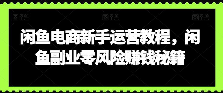 闲鱼电商新手运营教程，闲鱼副业零风险赚钱秘籍-时光论坛