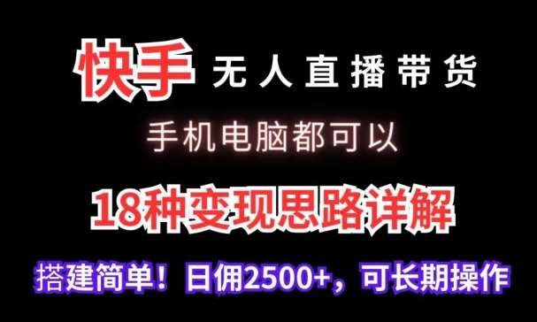 快手无人直播带货，手机电脑都可以，18种变现思路详解，搭建简单日佣2500+【揭秘】-时光论坛