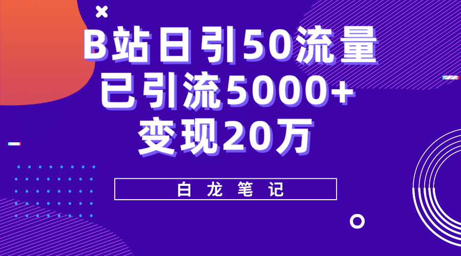 B站日引50+流量，实战已引流5000+变现20万，超级实操课程-时光论坛