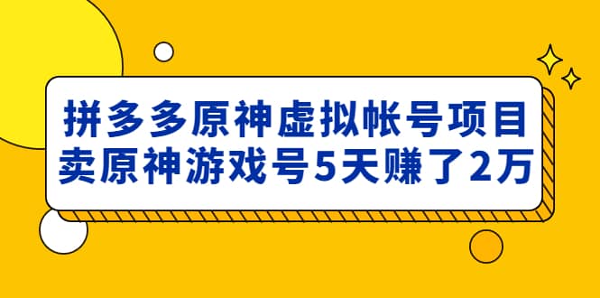 外面卖2980的拼多多原神虚拟帐号项目-时光论坛