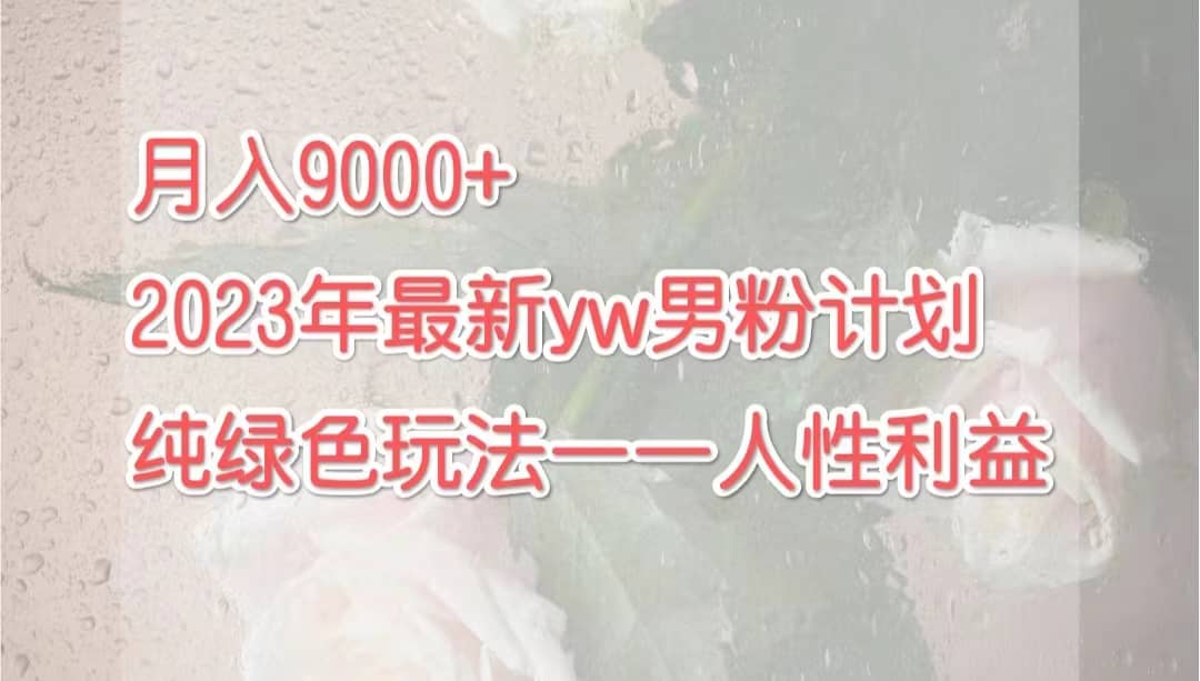 月入9000+2023年9月最新yw男粉计划绿色玩法——人性之利益-时光论坛