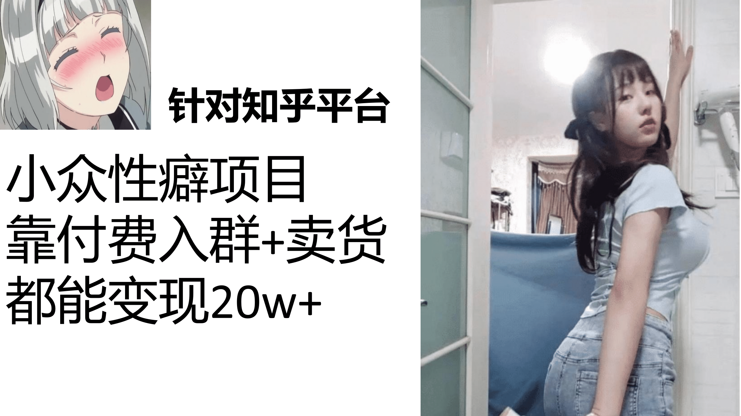 知乎小众性癖项目，Lsp的钱才是最好赚的，付费建群+卖货变现20w-时光论坛