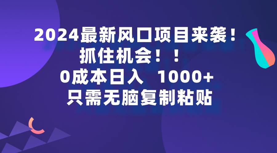 （9899期）2024最新风口项目来袭，抓住机会，0成本一部手机日入1000+，只需无脑复…-时光论坛