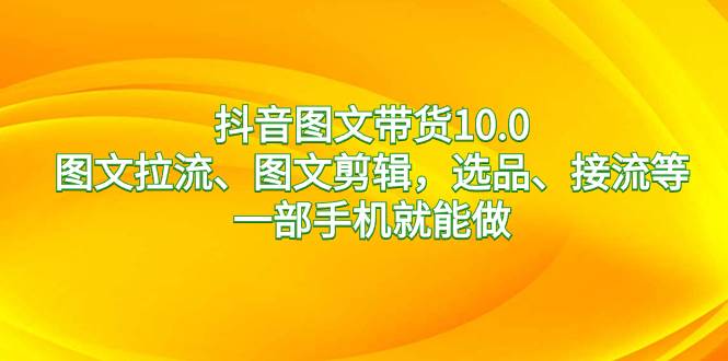 （8626期）抖音图文带货10.0，图文拉流、图文剪辑，选品、接流等，一部手机就能做-时光论坛