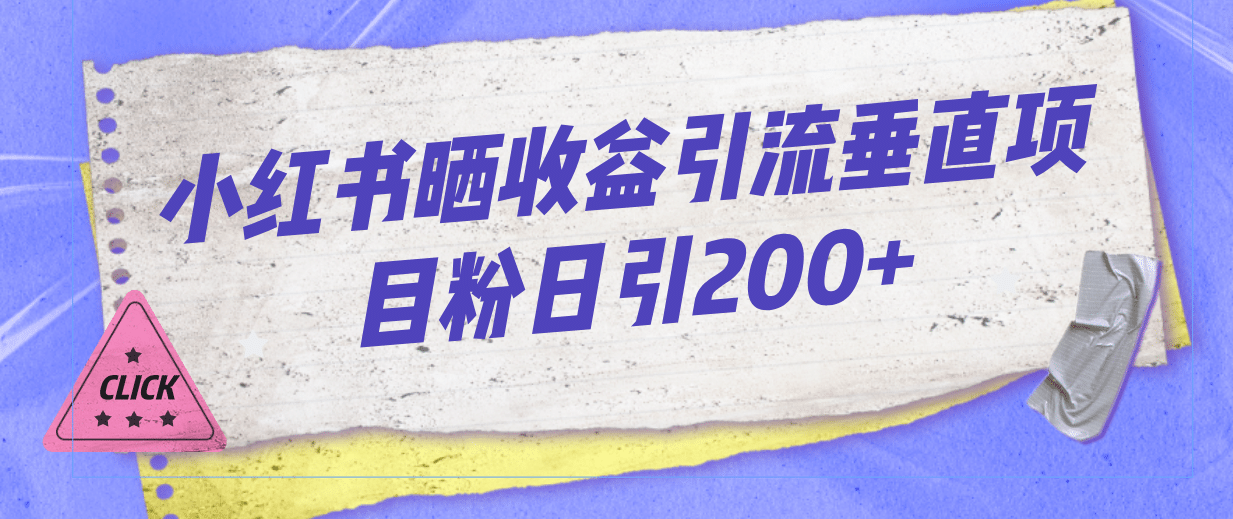 小红书晒收益图引流垂直项目粉日引200+-时光论坛