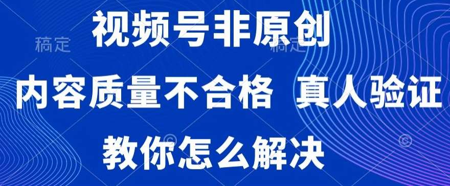 视频号非原创，内容质量不合格，真人验证，违规怎么解决【揭秘】-时光论坛