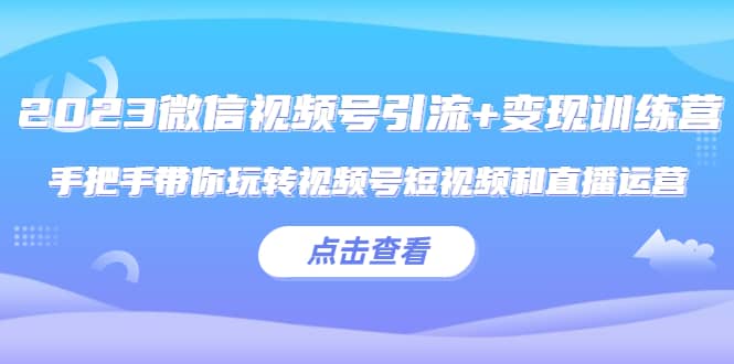 2023微信视频号引流+变现训练营：手把手带你玩转视频号短视频和直播运营-时光论坛