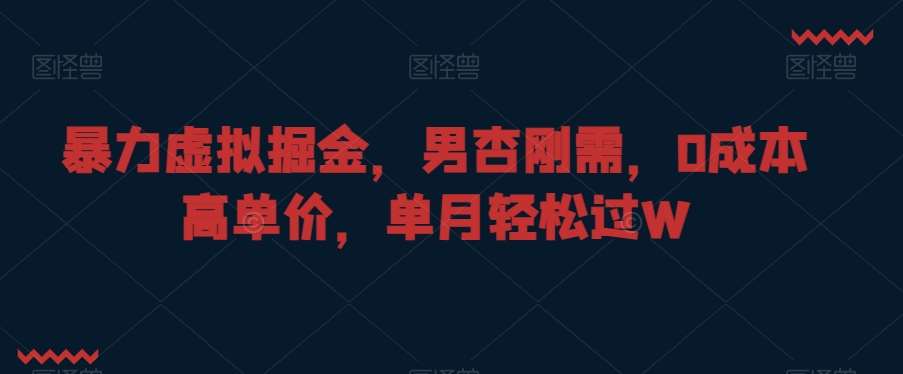 暴力虚拟掘金，男杏刚需，0成本高单价，单月轻松过W【揭秘】-时光论坛