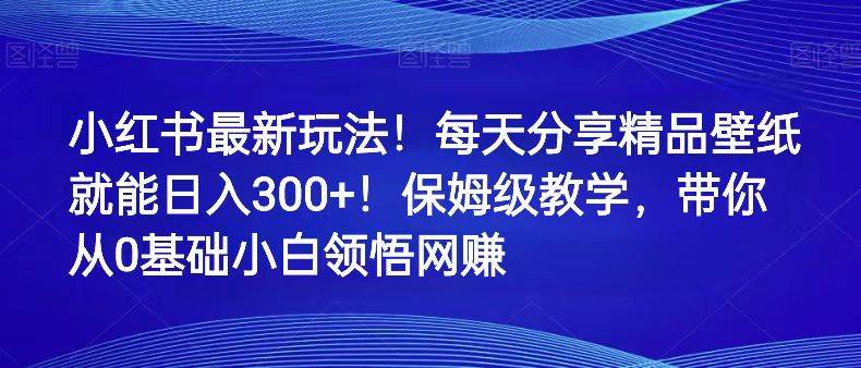 小红书最新玩法！每天分享精品壁纸就能日入300+！保姆级教学，带你从0领悟网赚-时光论坛